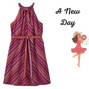 A NEW DAY Halter Dress Womens Tie Striped Sleeveless V-Neck Dress Size XS